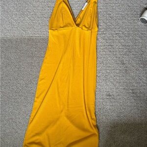 All in Favor Mustard Midi Dress